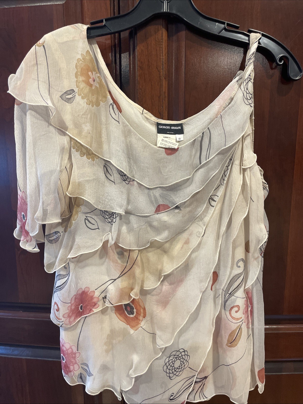 Vintage Giorgio Armani Ruffle One Sleeve Italy 48 Blouse Top Ittierre McQueen