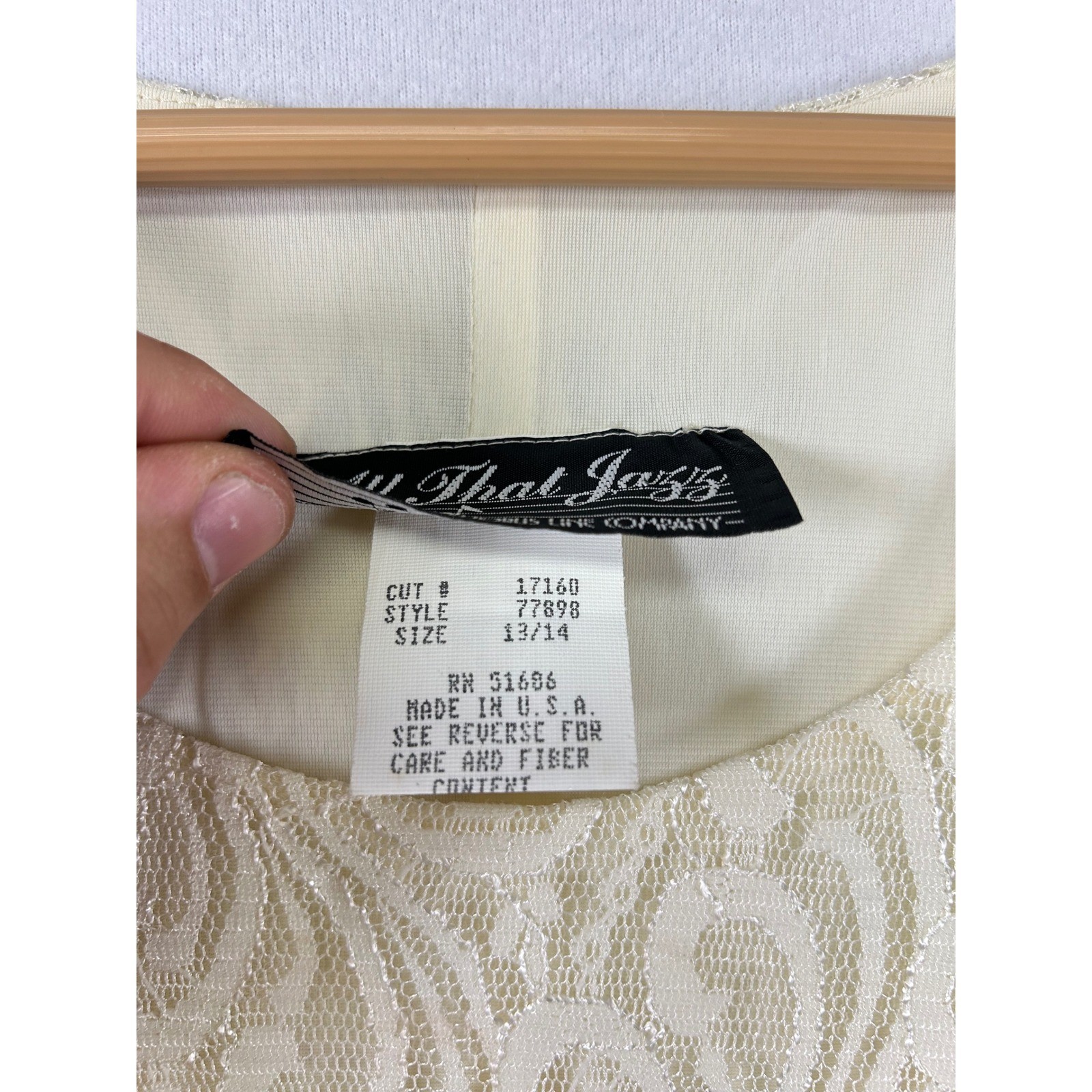 All That Jazz Lace Dress Women 13/14 Cream Ivory Vintage Tiered Long Sleeve