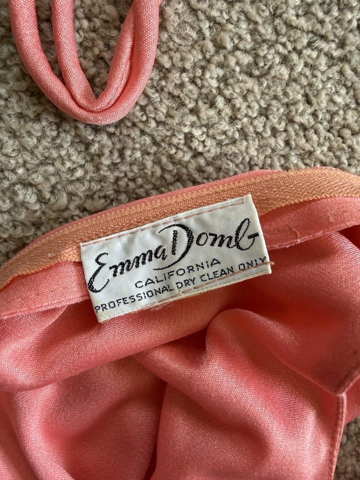 VTG Emma Domb Dress SZ 8? Coral Salmon 2 Piece Dress & Jacket 53″ FORMAL maxi