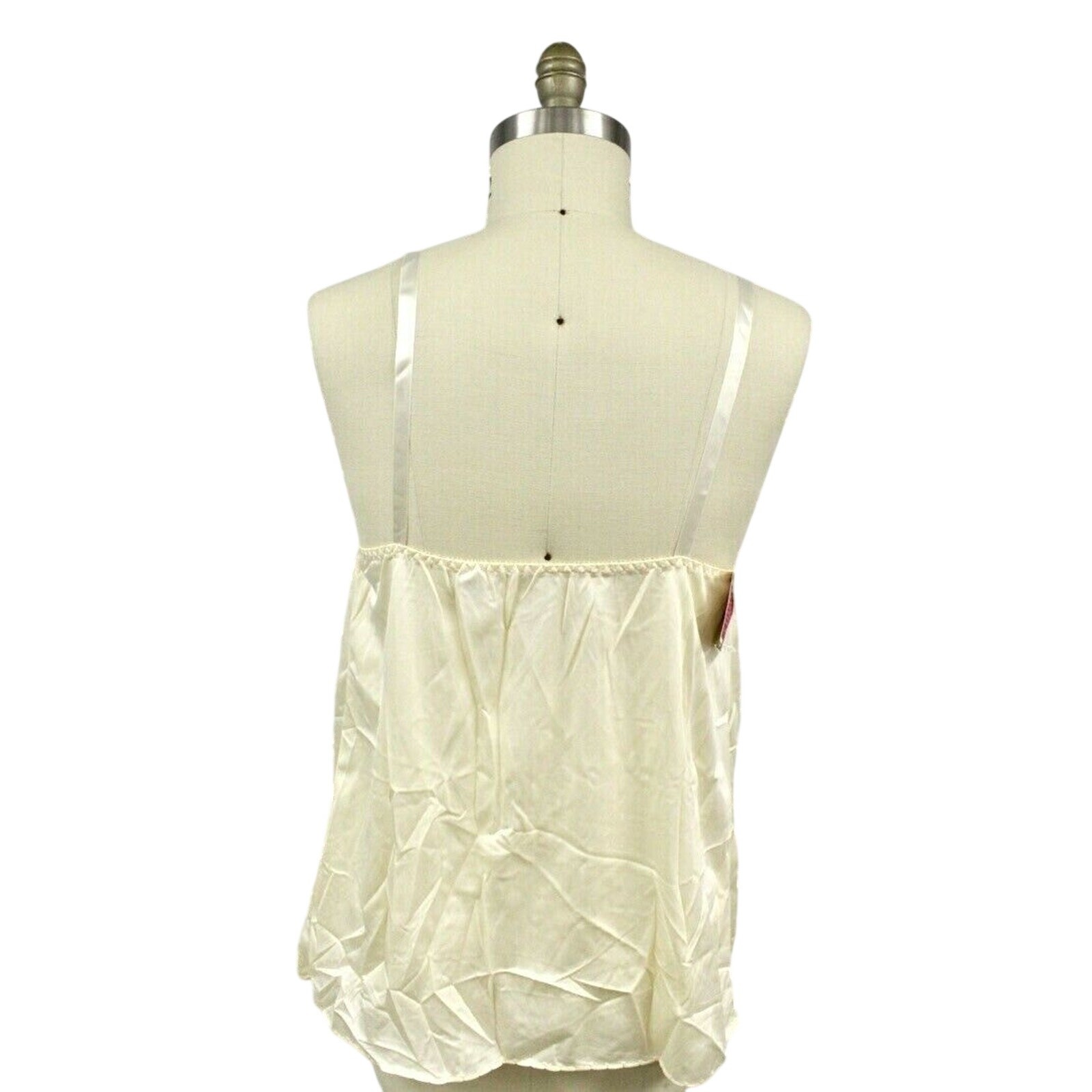 VTG 60s Mary Jane Camisole Antron Nylon Lace Keyhole Beige M NWT