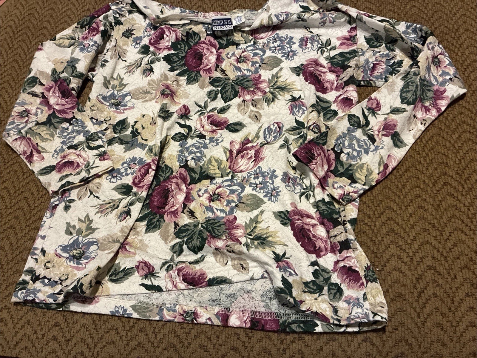 Vintage County Seat NUOVO 80s Floral Lace Like Medium Cottagecore Grandma USA