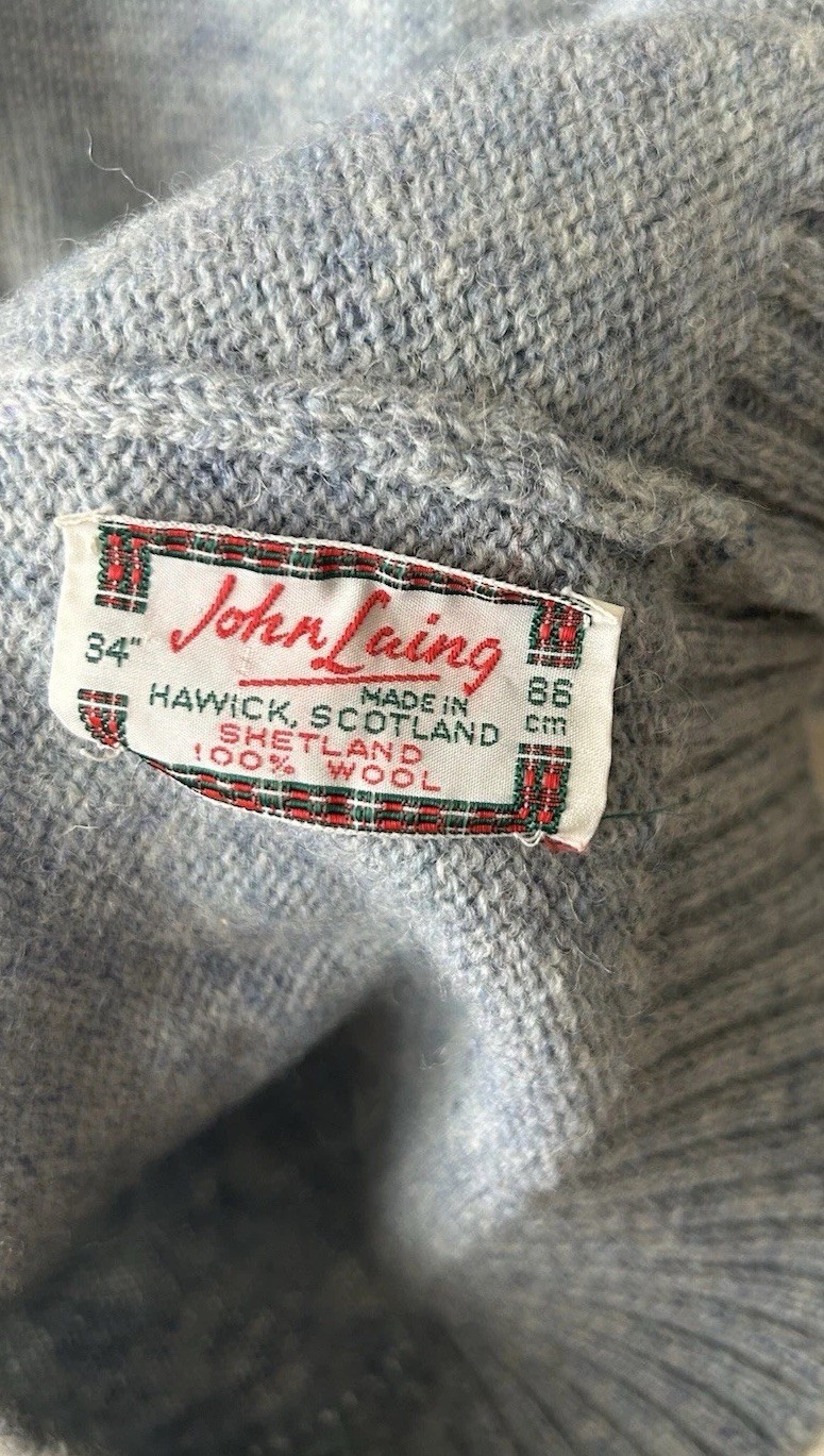 Vintage 70s John Laing for Harrods Shetland Wool Sweater Dress Made in Scotland