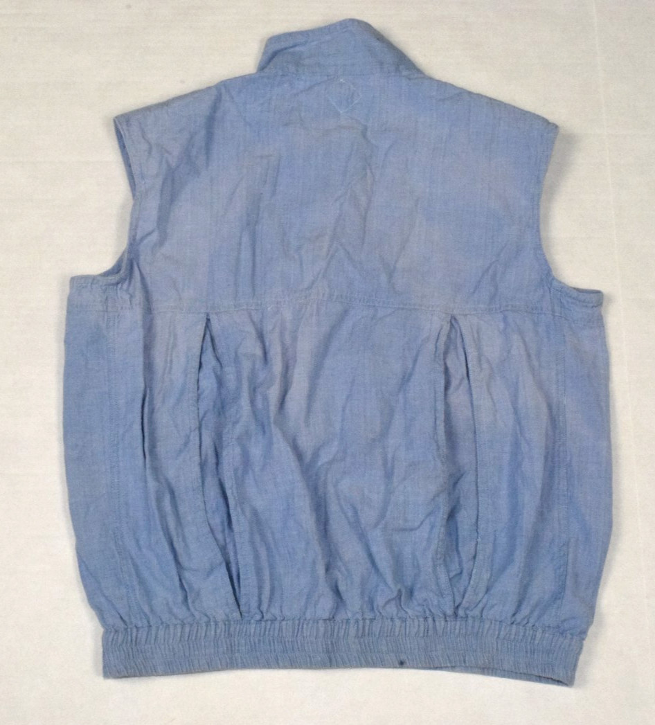Vintage Shirt Vest ABS Allen Schwartz Size M 80s Powder Blue Hidden Flap Snaps