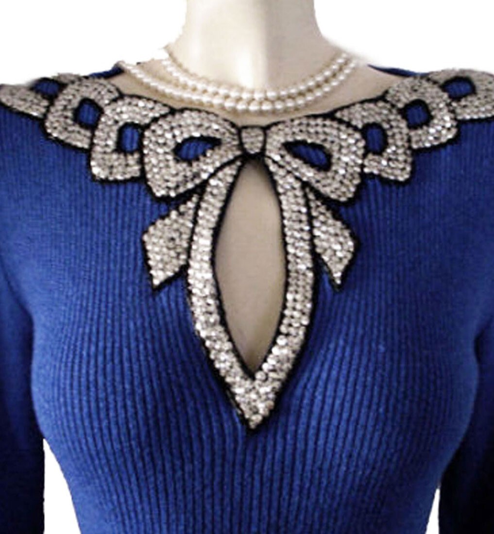 Vintage Don Sayres for Wellmore Knit Dress Fancy Nailhead Bow