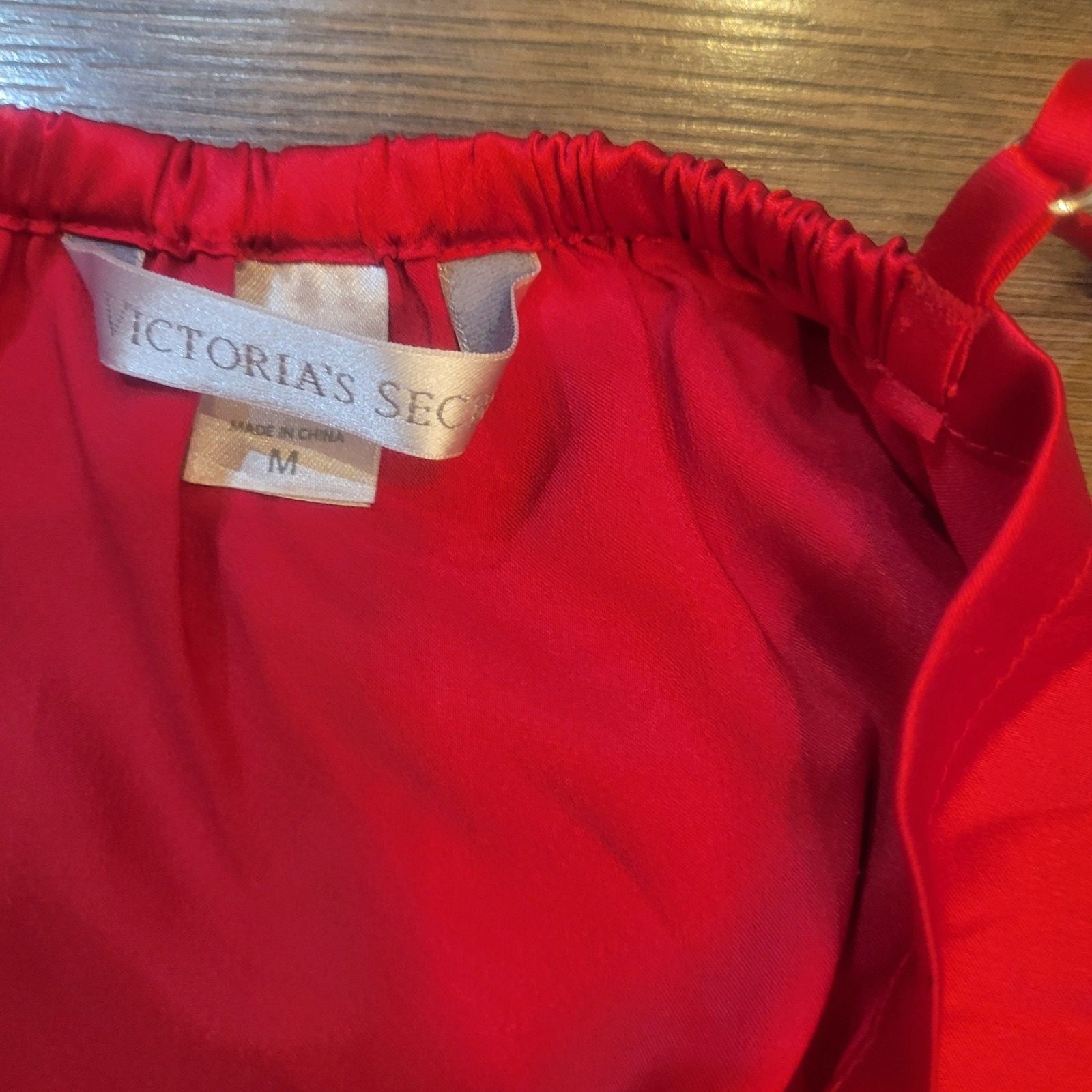 Vintage Victoria’s Secret Chemise Satin Slip Dress M Red Bow Front 2009 Lingerie