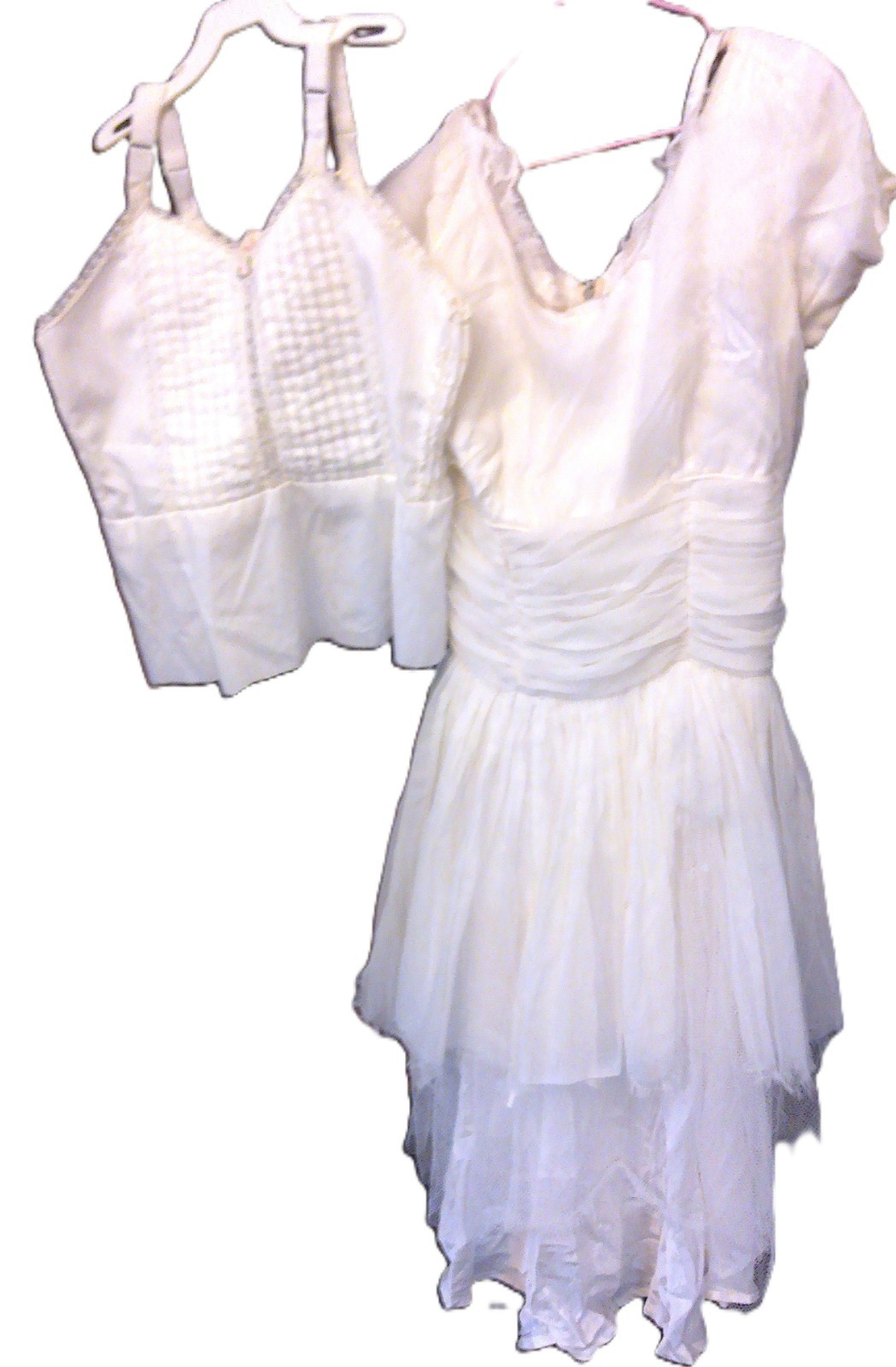 Vintage Tattered Party Dress + Cami Top 1White 950s-’60s Girls/Women’s Small