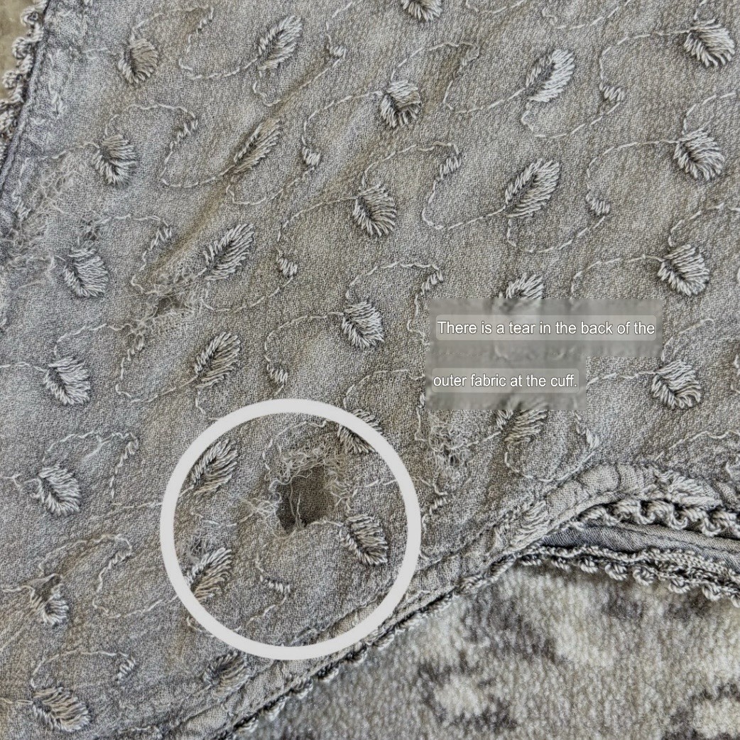 Vintage Silver Gray Boho Tunic Top Textured Long Sleeve Hippie Fairy Grunge