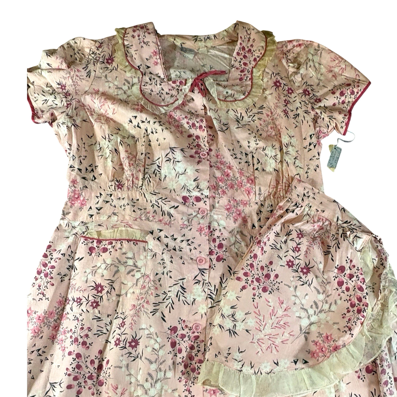 Vintage 1940s-50s NOS Cute Pink Cotton House Dress with apron – Luv Lee brand
