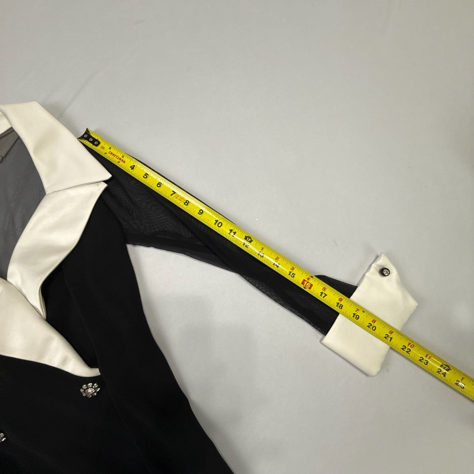 Vintage Tuxedo Style Formal Maxi Dress with Sheer Sleeves and Contrast Lapels