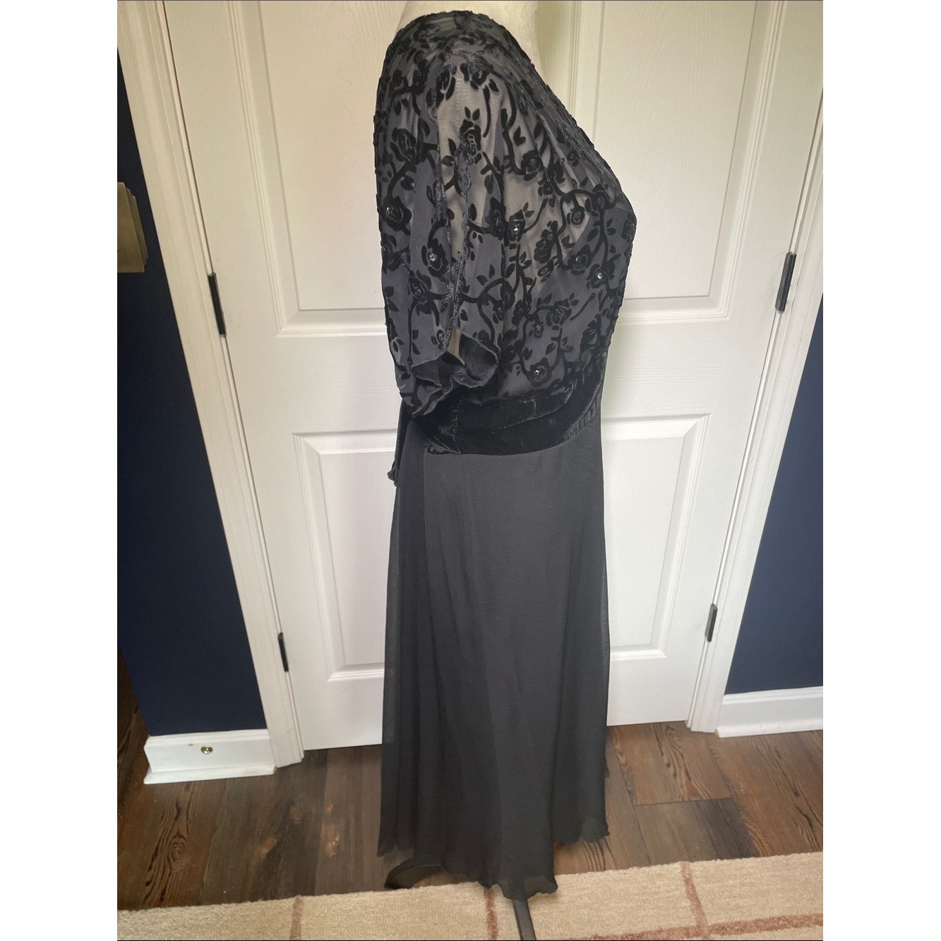 NWT VTG 90s Jonathan Martin Whimsygoth Midi Dress Black Lace Velvet Sequin Sz14W
