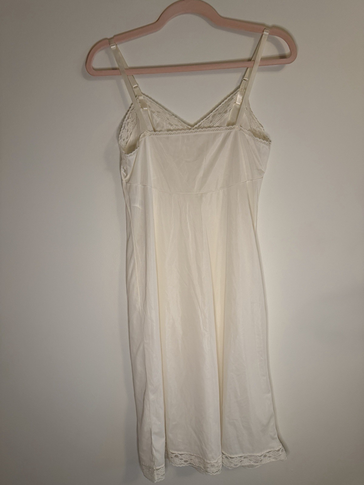 Vintage Vanity Fair Full Slip Lace Trim Ivory Cream Style 10-103 USA Made Sz S