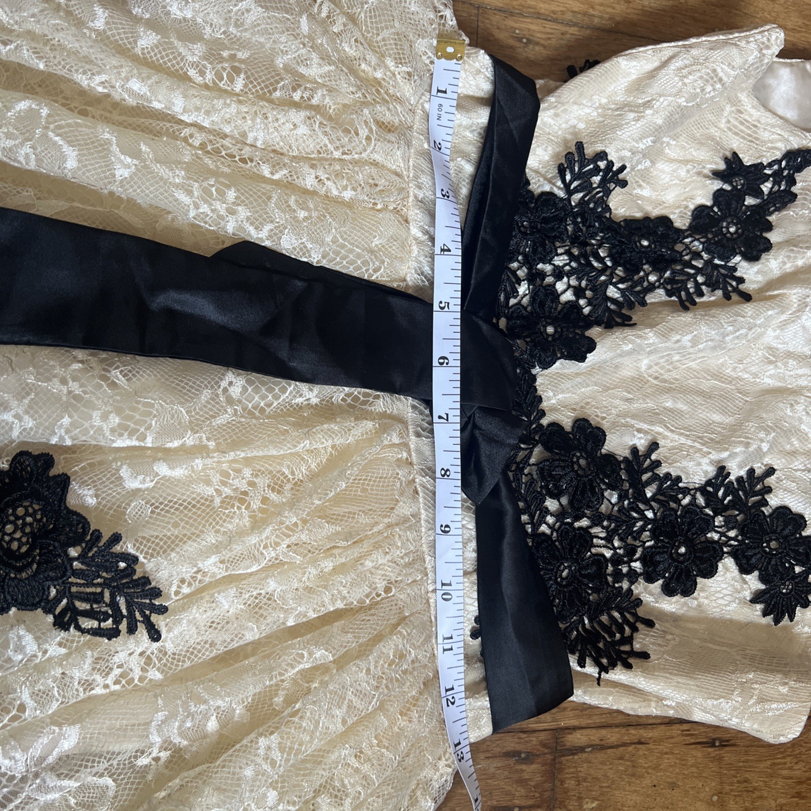 1950’s Style Bridal Fancy Dance Dress Ivory and Black Lace Dance+dance