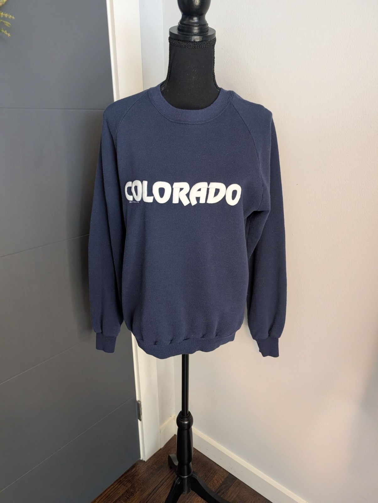 Vintage 90s Jerzees 50/50 Navy Blue Colorado Raglan Sweatshirt XL – Made In USA