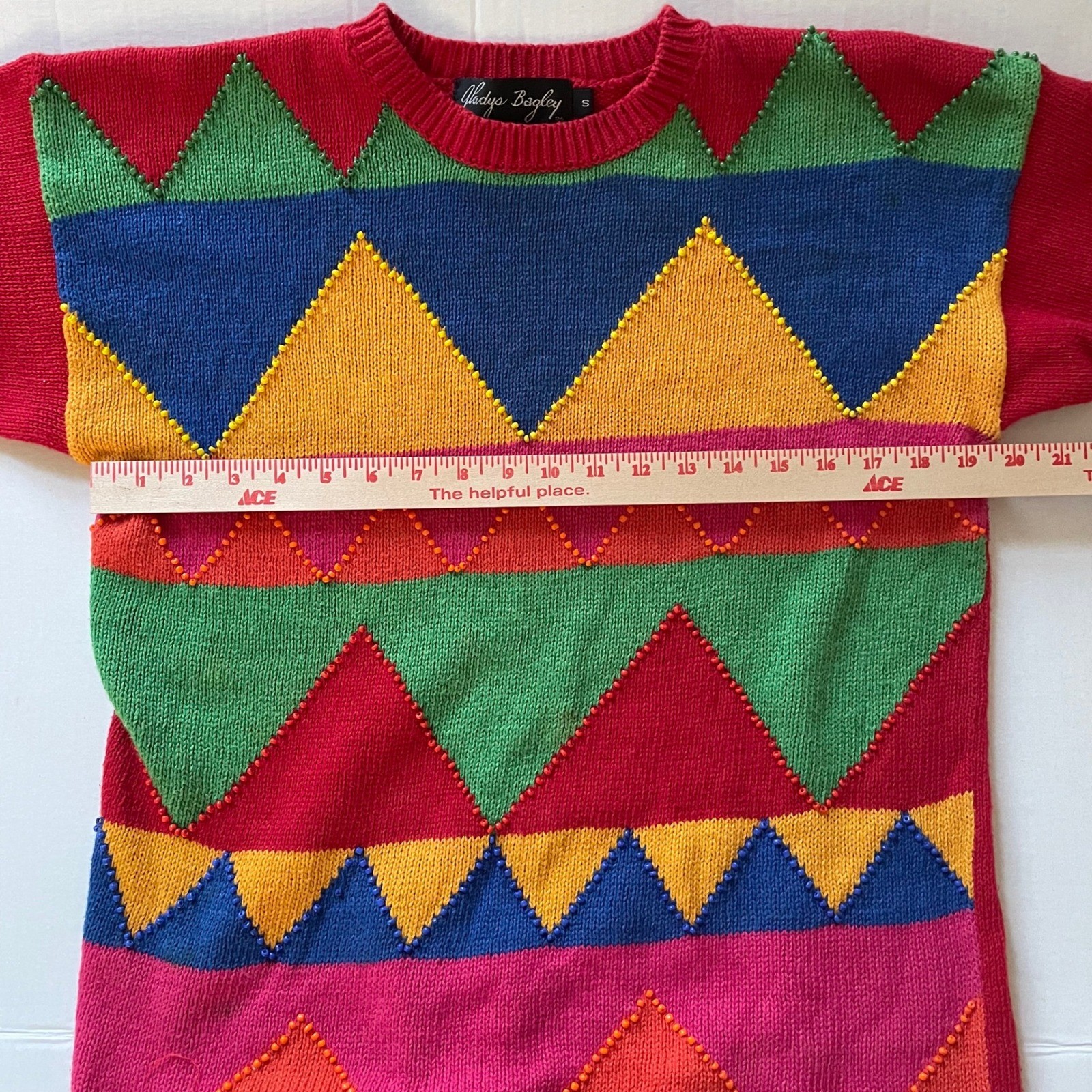 Colorful Vintage Funky Gladys Bagley Sweater Small