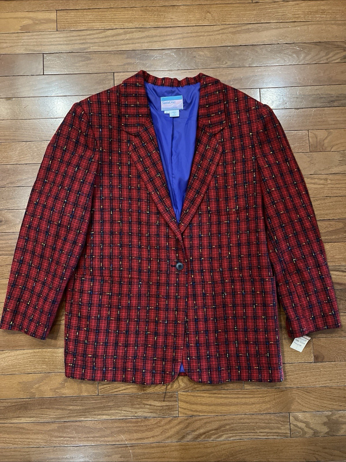 Vintage Santa Cruz Red Tweed Blazer Jacket Womens Size 5 Academia NWT Lazarus