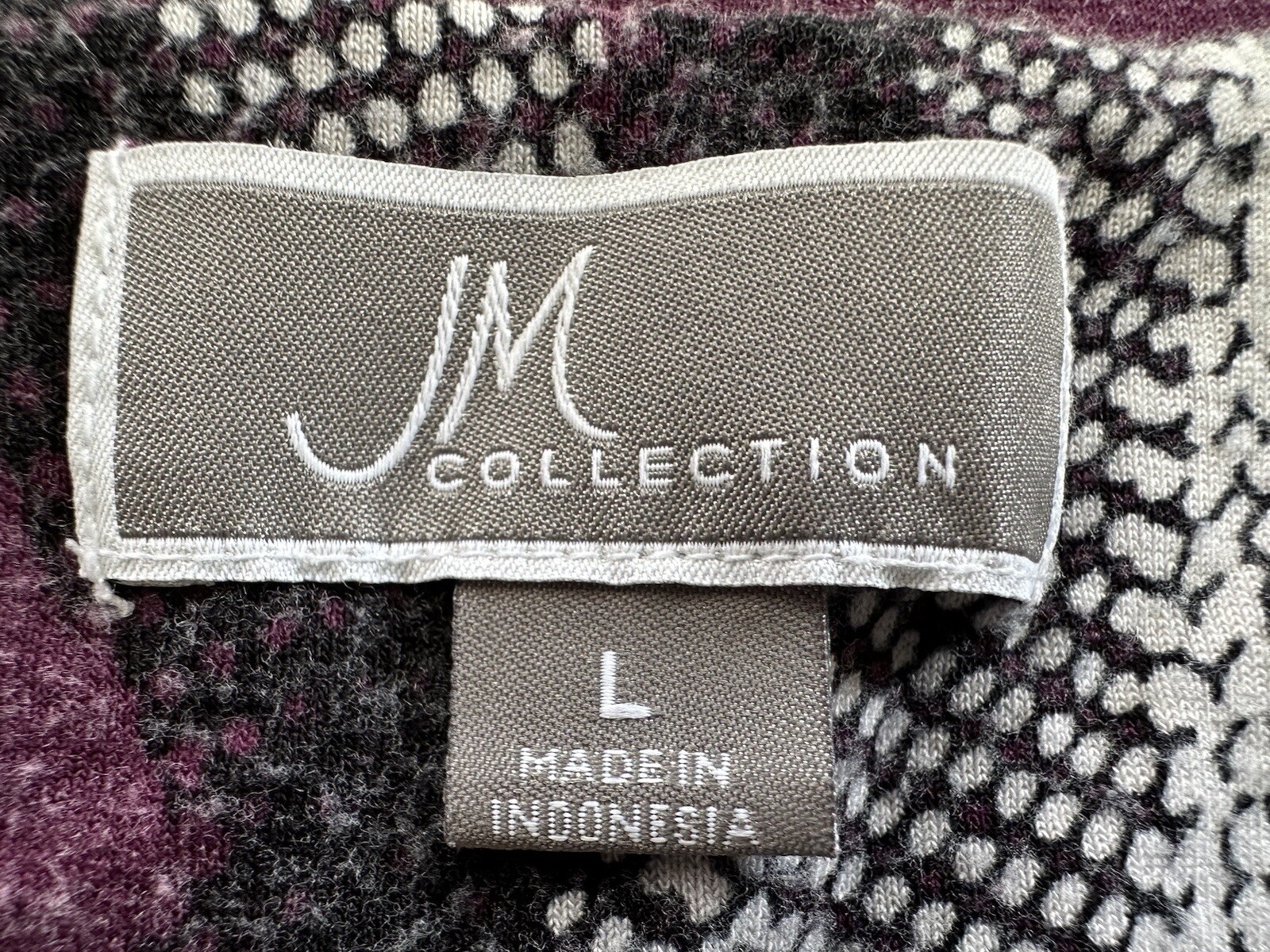 Vintage JM Collection White Purple Rayon Blend Geometric Triangle Shirt Size L