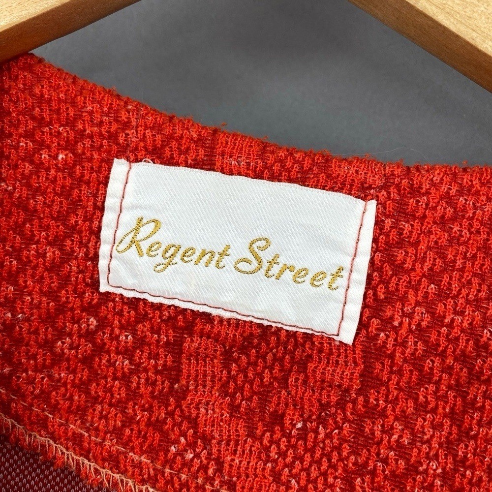 Vintage 60s Cable Knit Orange Cardigan Womens Medium Large Button Regent Street