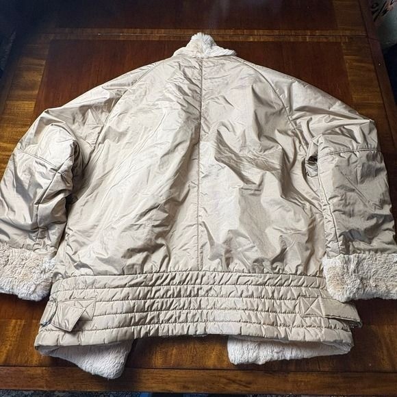 Vintage Genuine Rabbit Fur Coat Jacket Beige Hong Kong Womens Small