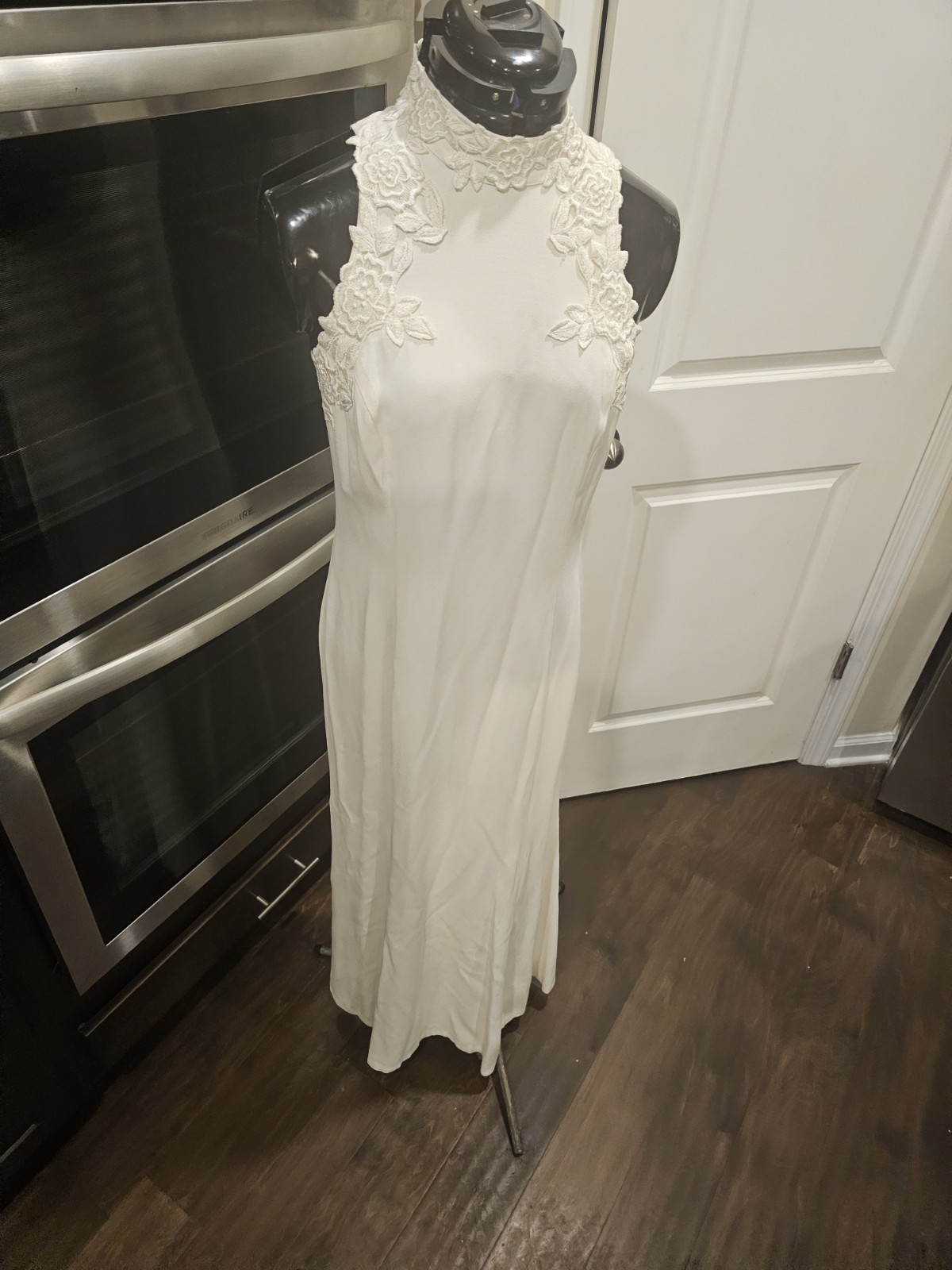 Vintage Off White Creme Lace Scott Mcclintock Long Gown Dress 8