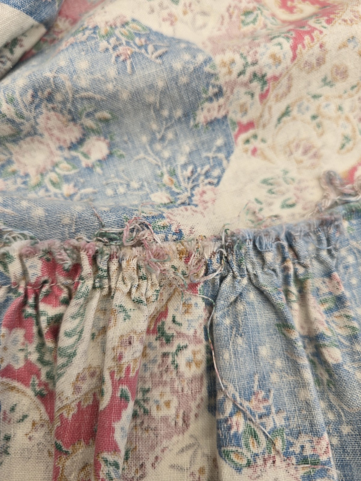 Vintage 1970s Vicky Vaught Prairie Maxi Dress Floral Patchwork Bell Sleeve S