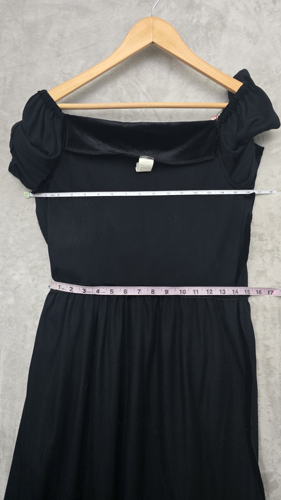 vintage 80s black velvet dirndl dress featuring a floral patterned bodice, Dress