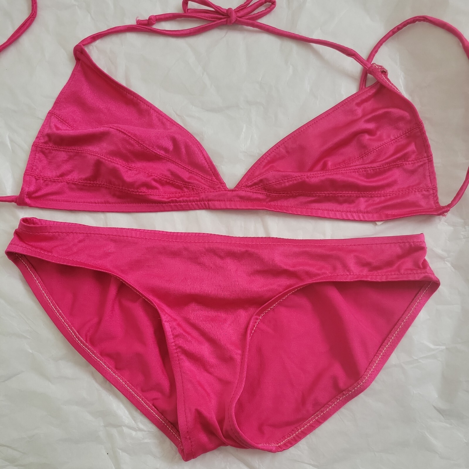 Authentic Vintage 80s High Tide Pink Bikini Jrs 11/12 Modern S