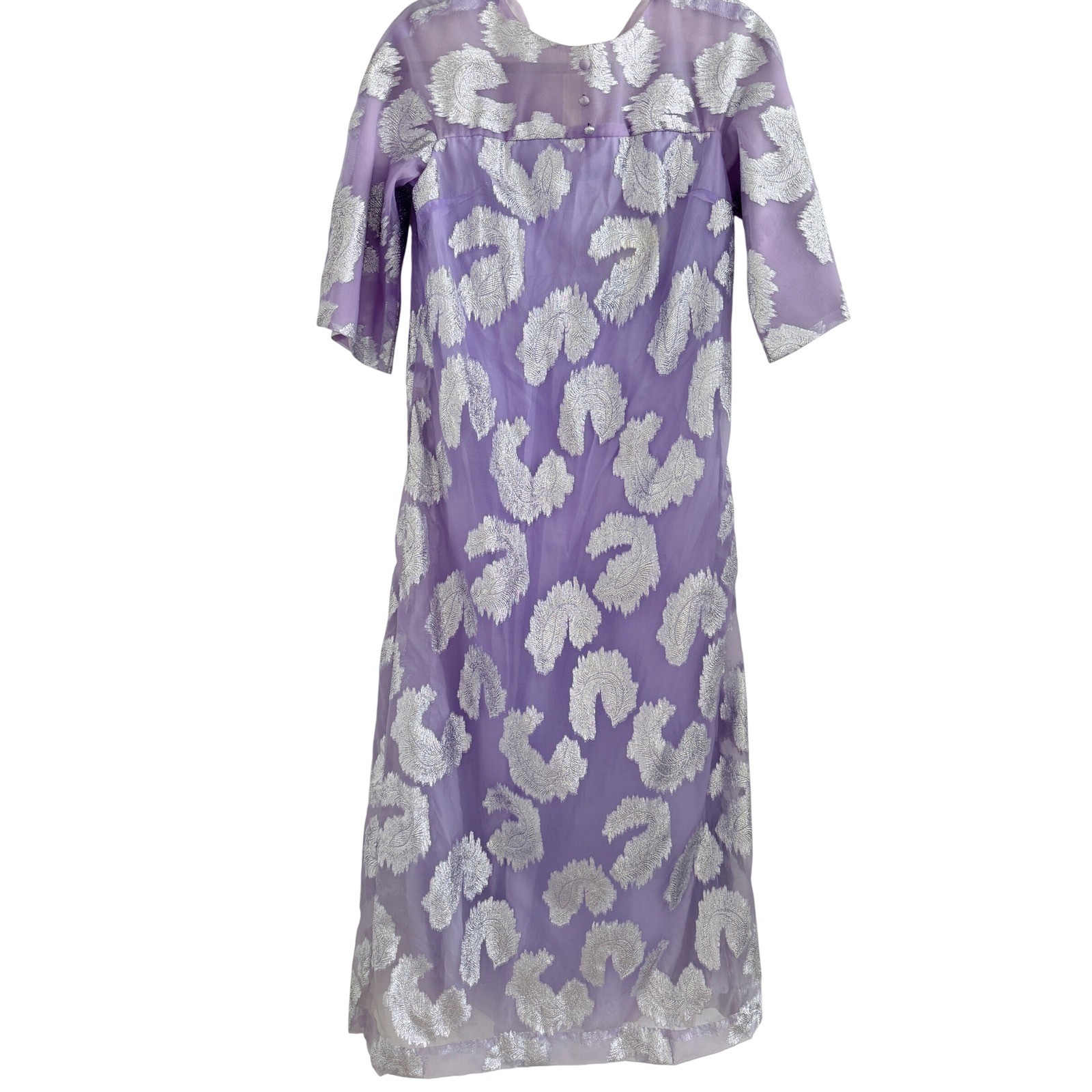 Liberty House Dress Women S Vintage Purple Silver Metallic Brocade Maxi Hawaii
