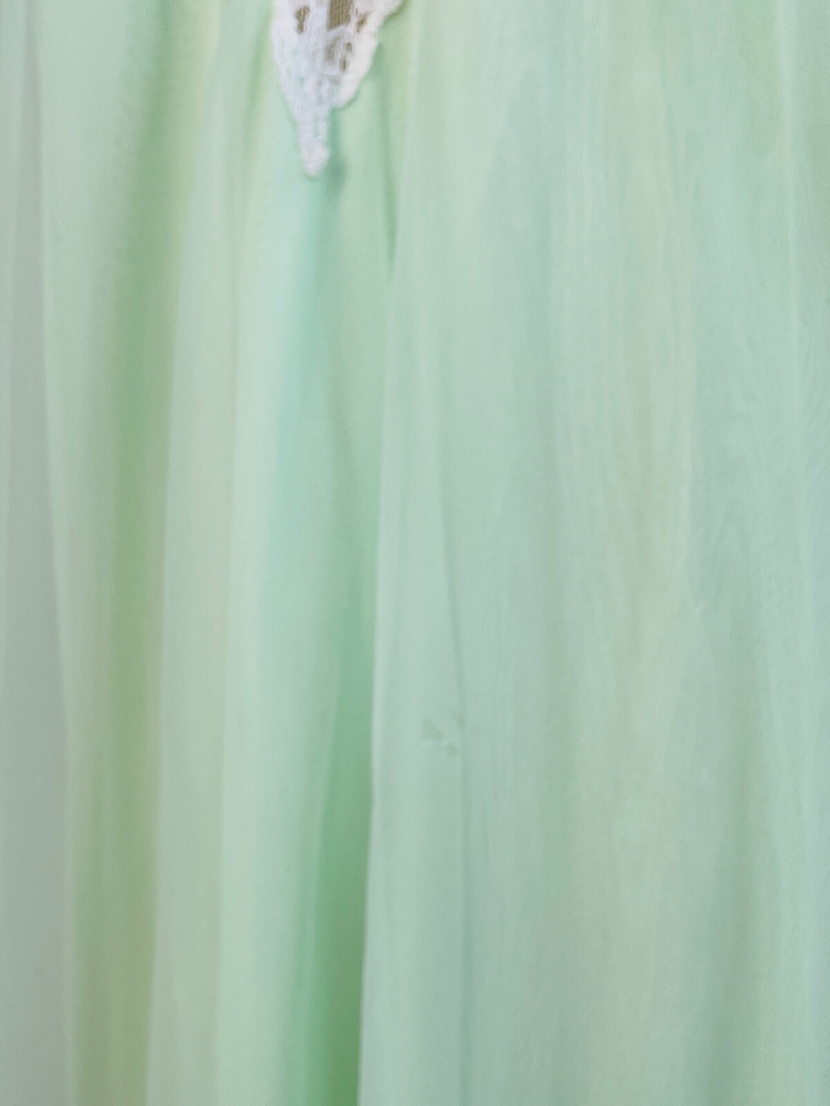 VTG WARD’S MINT GREEN GODDESS CHIFFON&LACE FULL SWEEP NIGHTGOWN NEGLIGEE*S/M