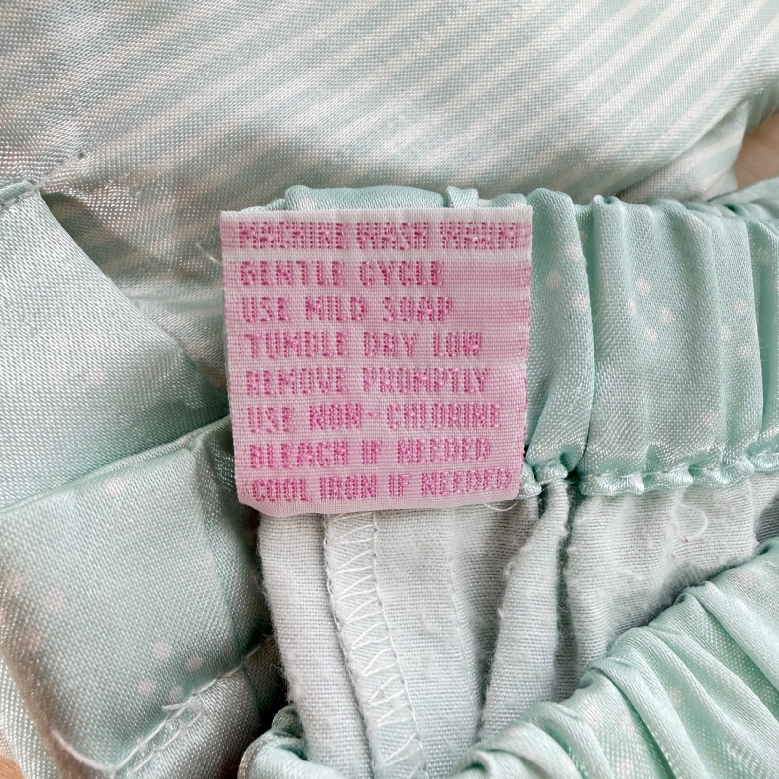 Womens Mint Satin Pajama Set Medium 2 Piece Button Front Sleepwear Lounge
