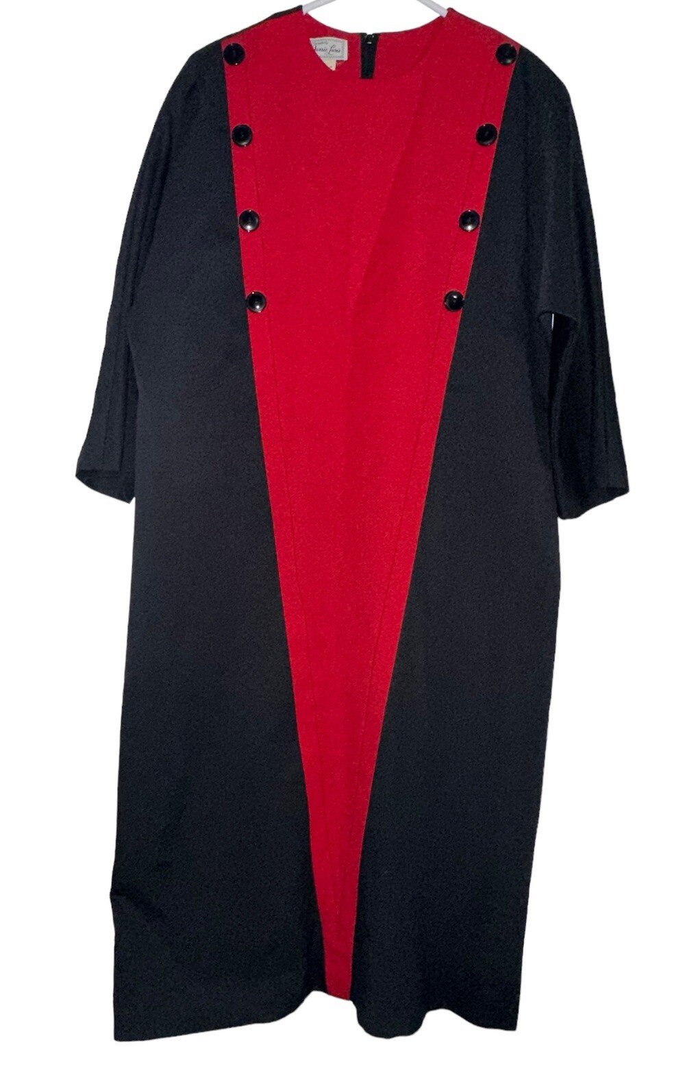 Vintage Trends By Jerrie Lurie Womens Midi Shift Dress Sz 16 Red Black