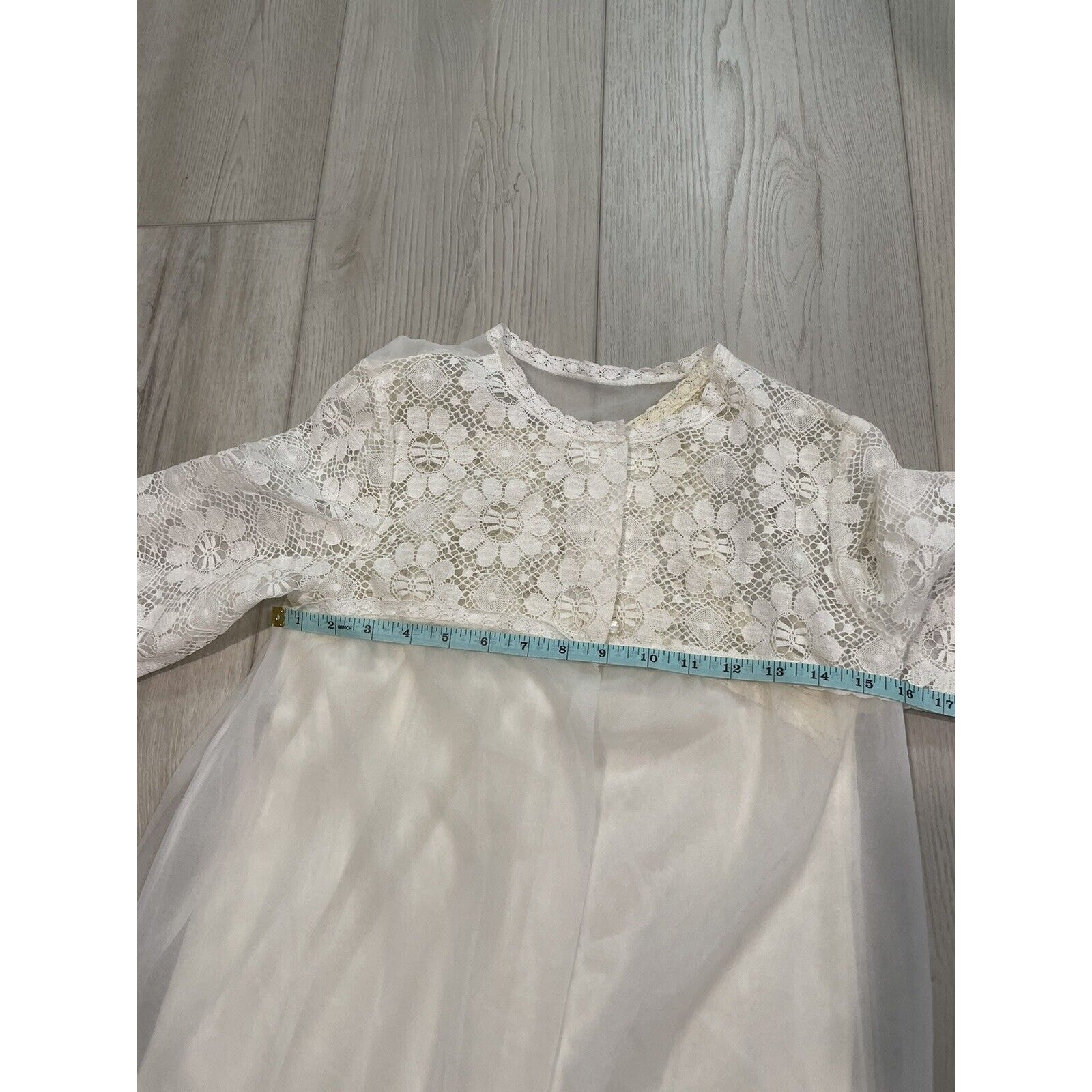 Vintage 1960s Nylon Lace Nightgown Robe Peignoir Set White Sears Roebuck Small