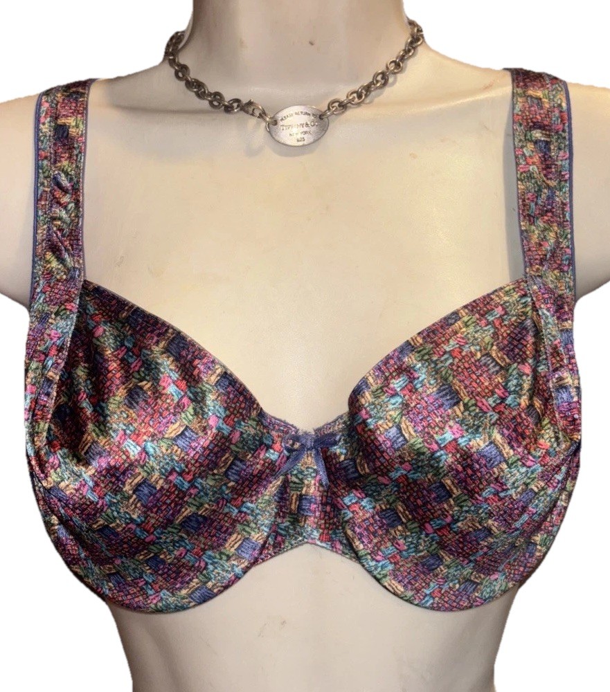 Beautiful Colorful Vintage MAIDENFORM Second Skin Satin Seduction Demi Bra 34B