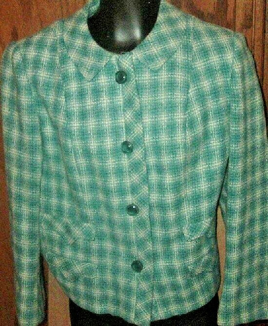 Vintage 1950s or 60s LORD & TAYLOR Towncliffe plaid wool Skirt suit Set