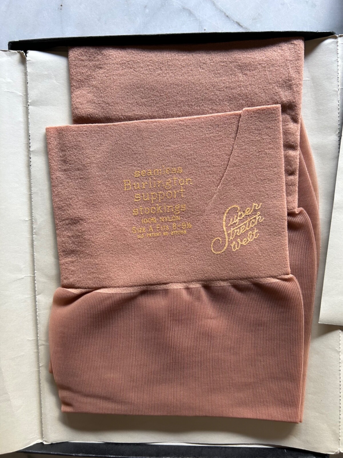 New/Old Stock Seamless Burlington Support Stockings Size A Fits 8-9 1/2 Lot of 2