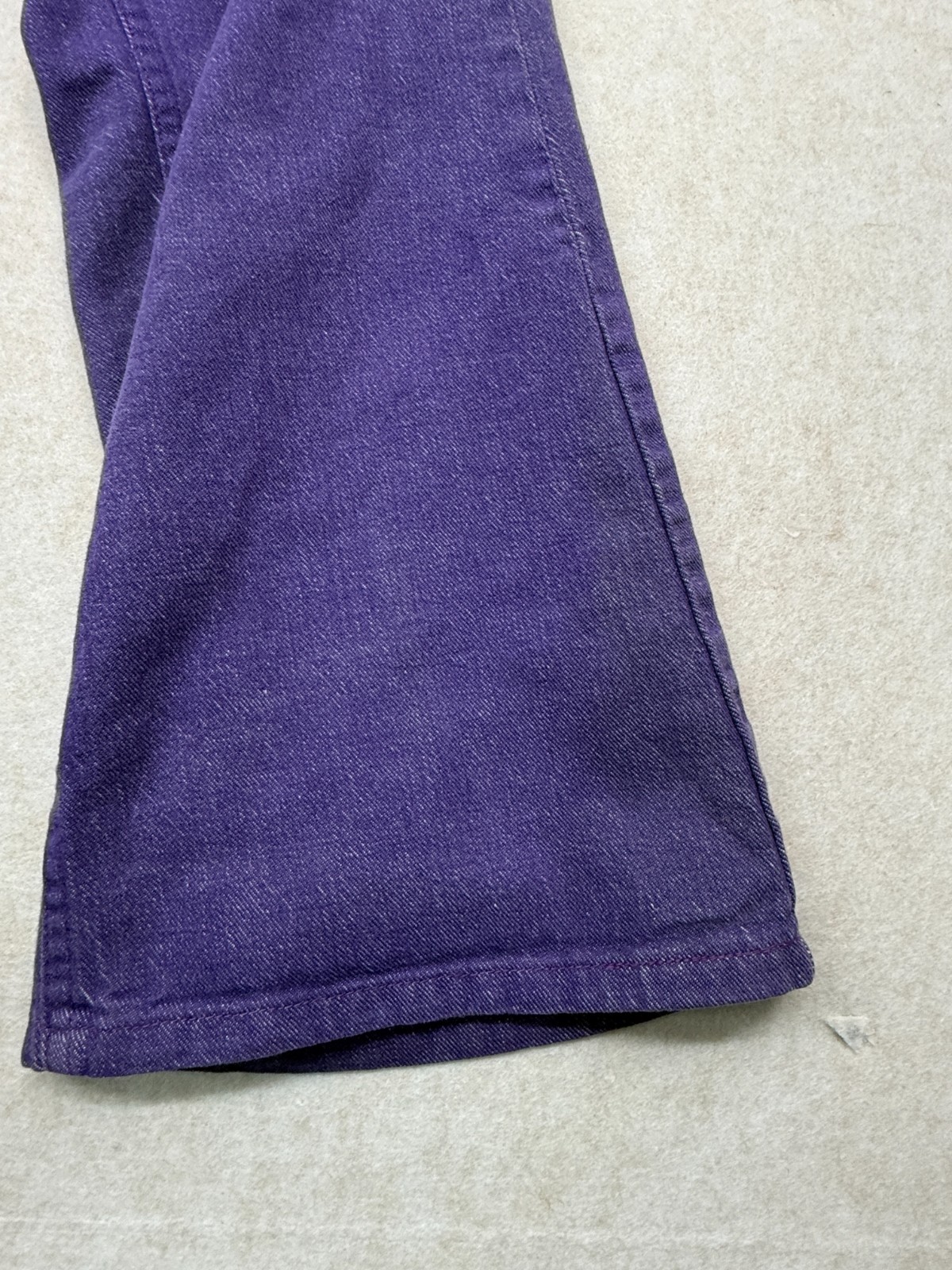 Vintage 1970s Maverick Blue Bell Purple Denim Jeans High Rise Bell Bottom USA 18