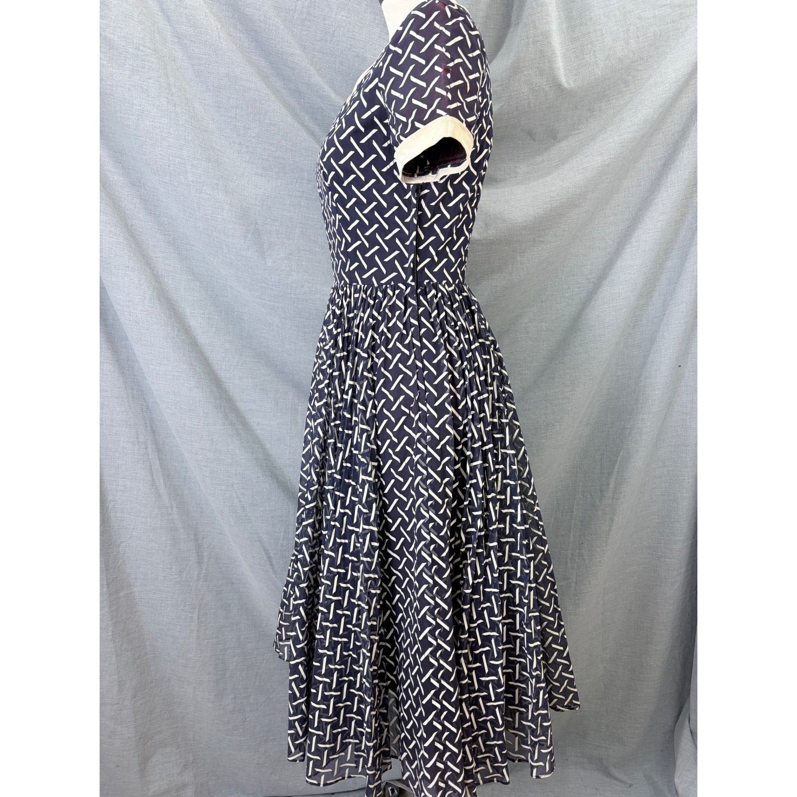 Vintage Marshall Field Young Chicago Shop Purple Geometric Fit Flare Dress AS IS