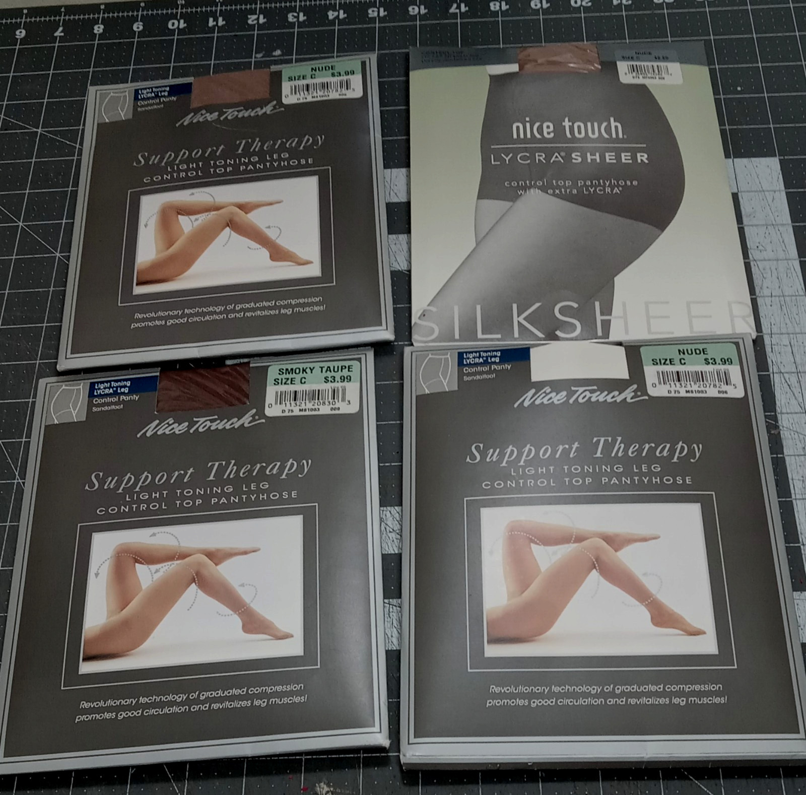 Vintage Sears „Nice Touch” Pantyhose Collection – Lot of 4 (New Old Stock)