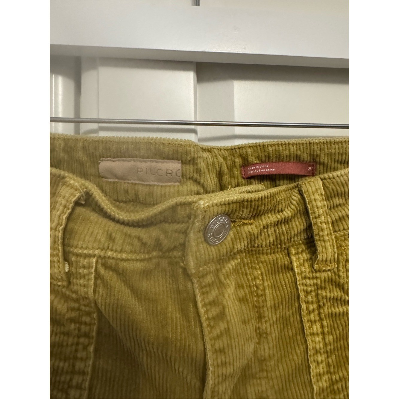 Anthropologie Pilcro Icon Corduroy Flare Jeans Large Rounded Front Pockets 29