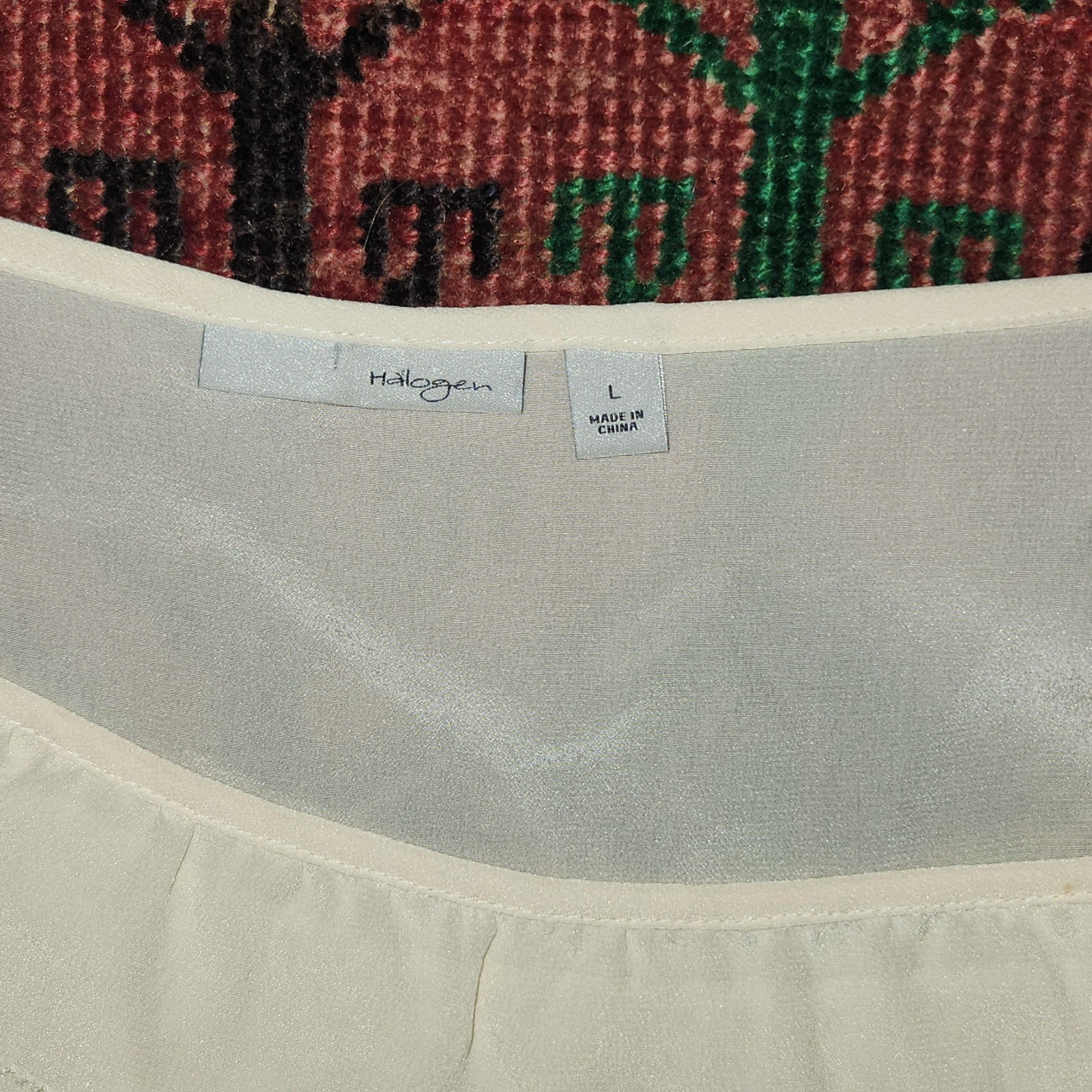 HALOGEN WHITE CREAM RUFFLE TANK TOP SHEEP MULTI USE TOP SIZE LARGE ROMANTIC