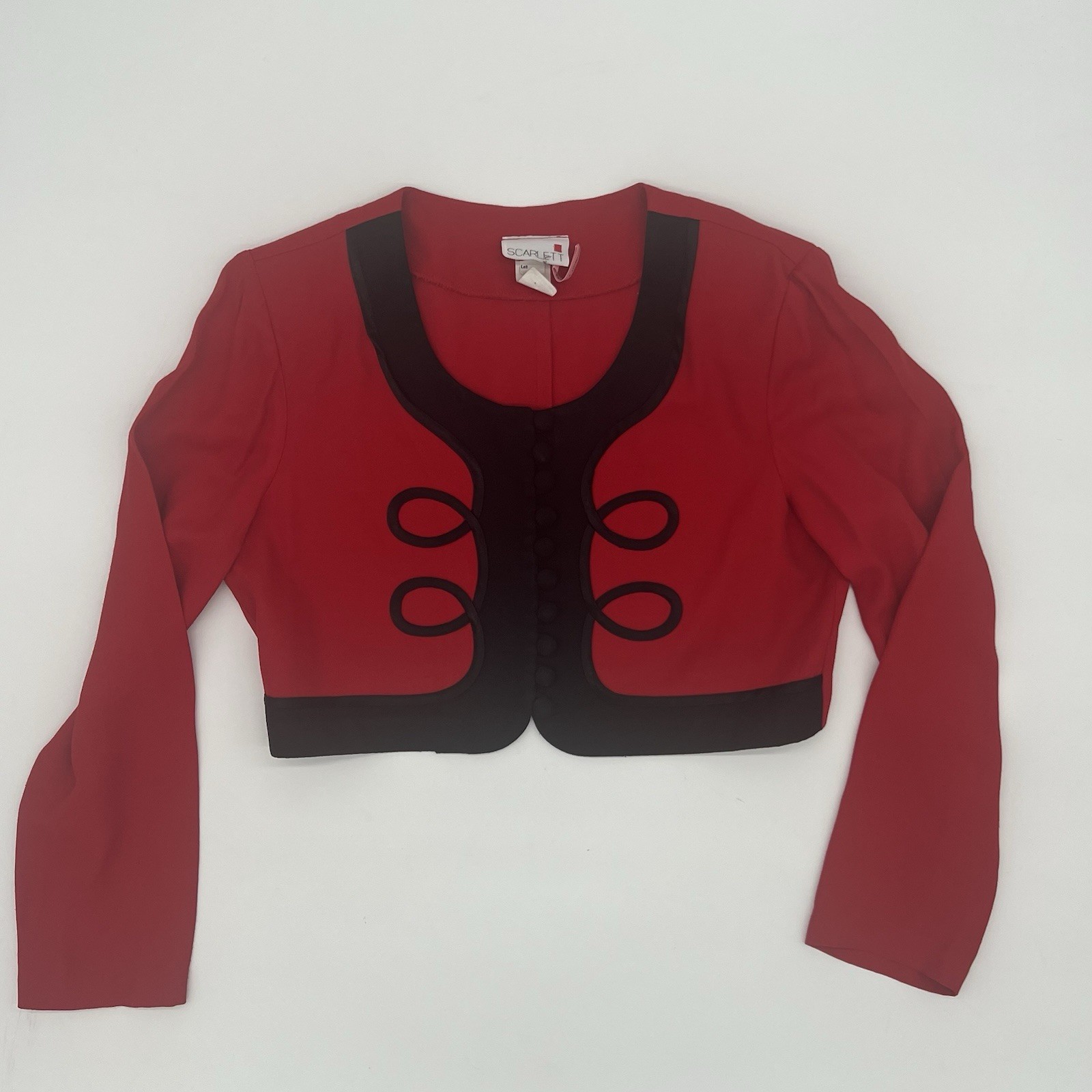 Vintage Scarlett Red Black Military Cropped Jacket 7/8 – Steampunk Goth