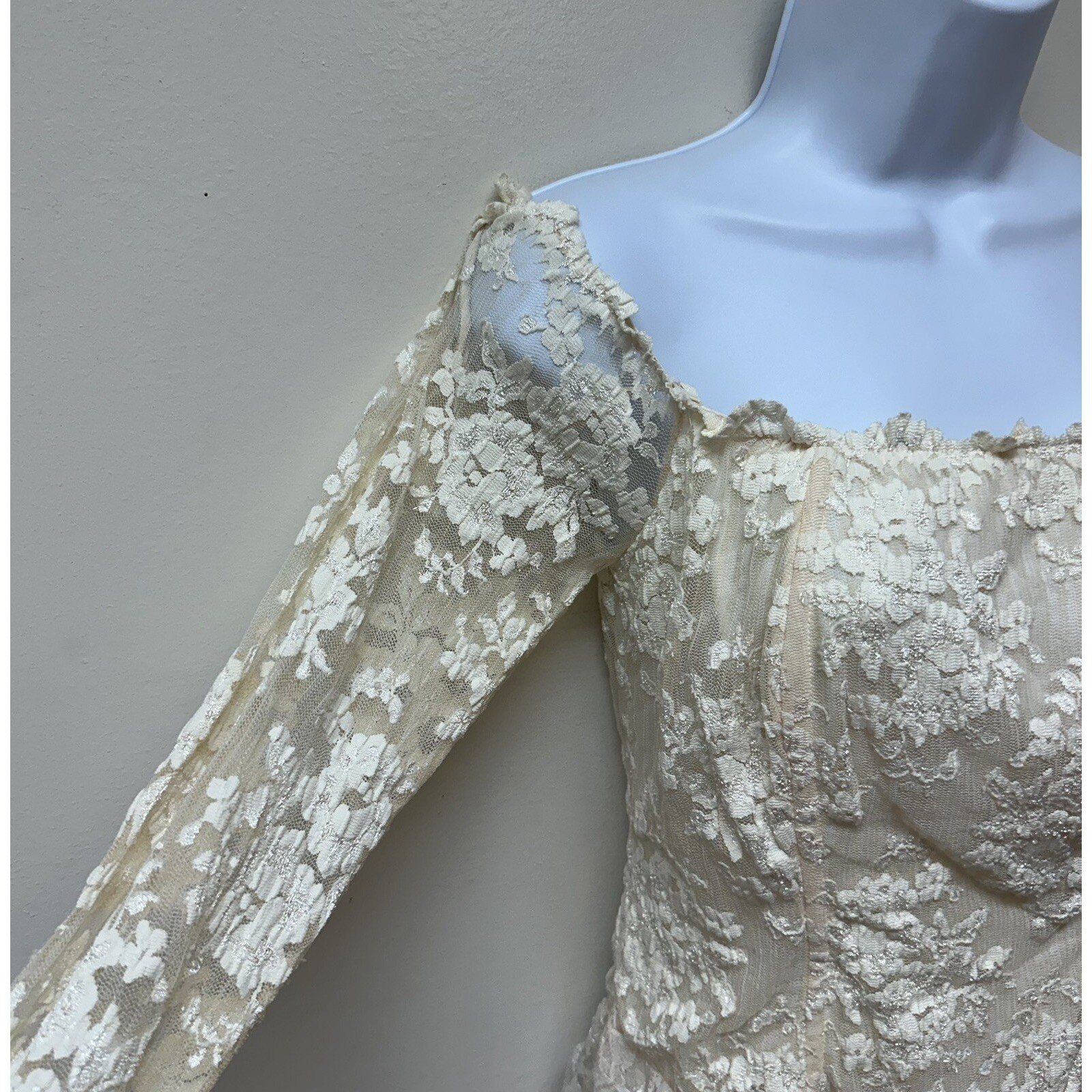 Vtg 80’s Dress Lace Romantic Victorian Handkerchief Hem Bustier Size M NEW