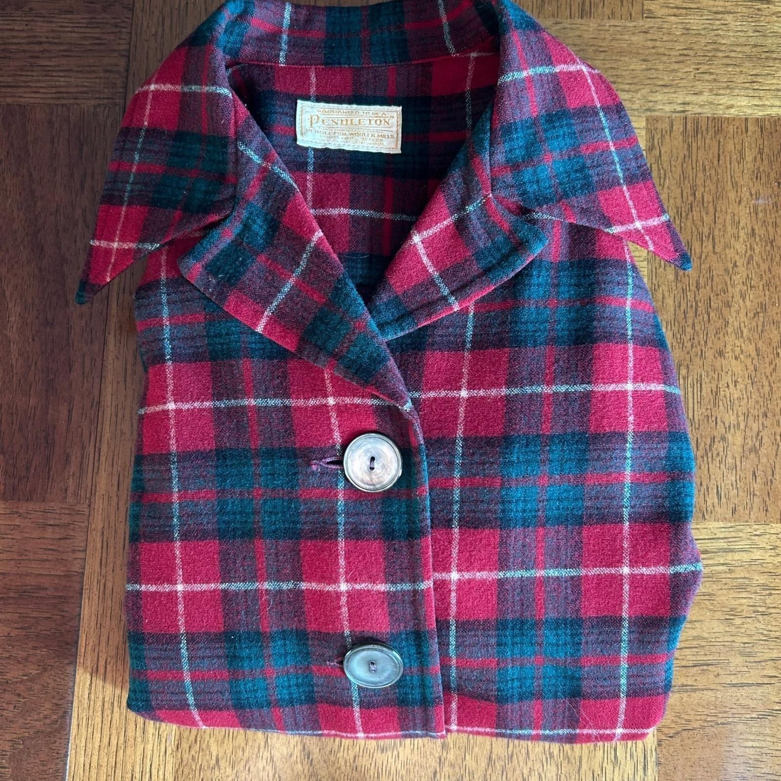 Pendleton 49er Jacket Womens M Red Green Plaid Wool 1950s Vintage Mid-Century