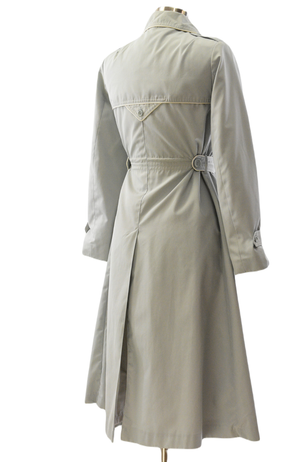 70s Casual Corner Piped Long Belted Coat Western Art Deco Hazy BlueGray Womens M