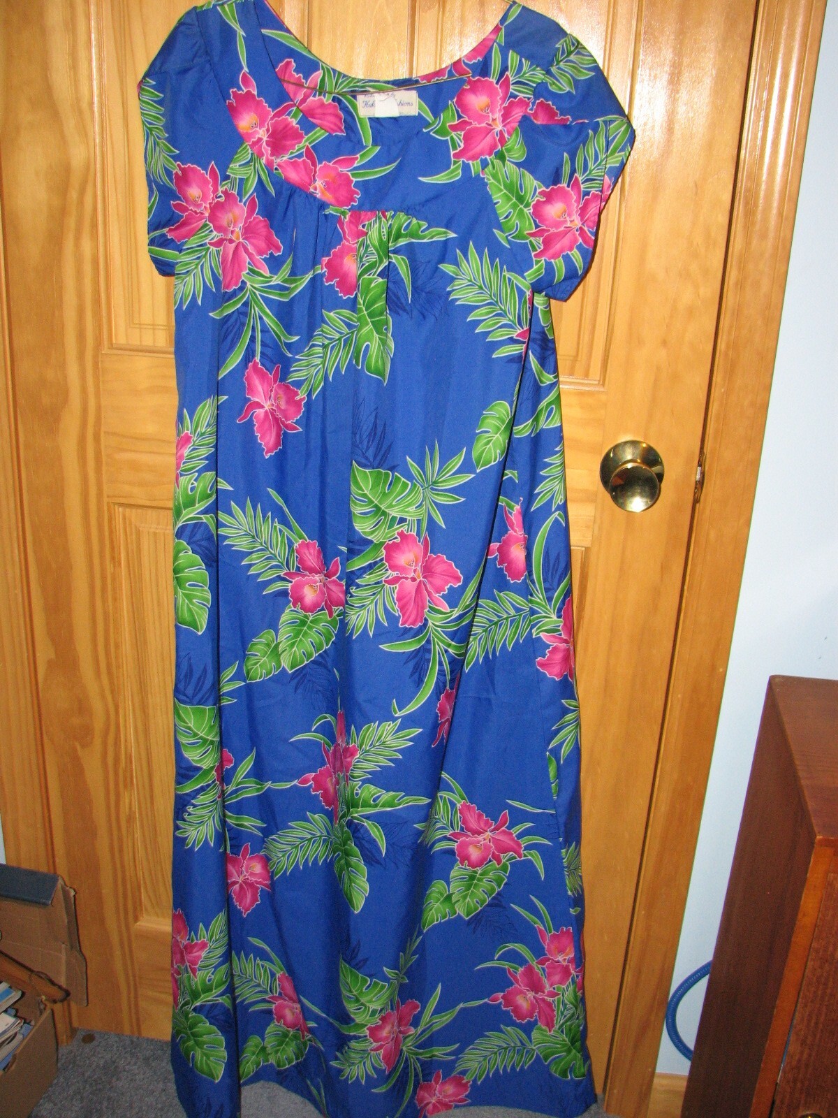 Vintage Hukilau Fashions Honolulu Maxi Dress Hawaiian Muumuu Sz 12 Floral