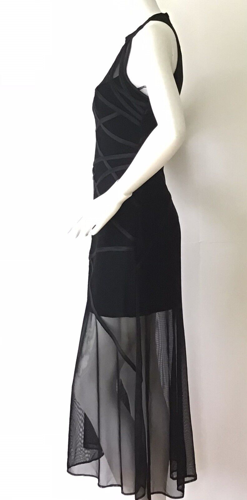 TADASHI Black Mesh Illusion Formal Cocktail Dress (Size 4)