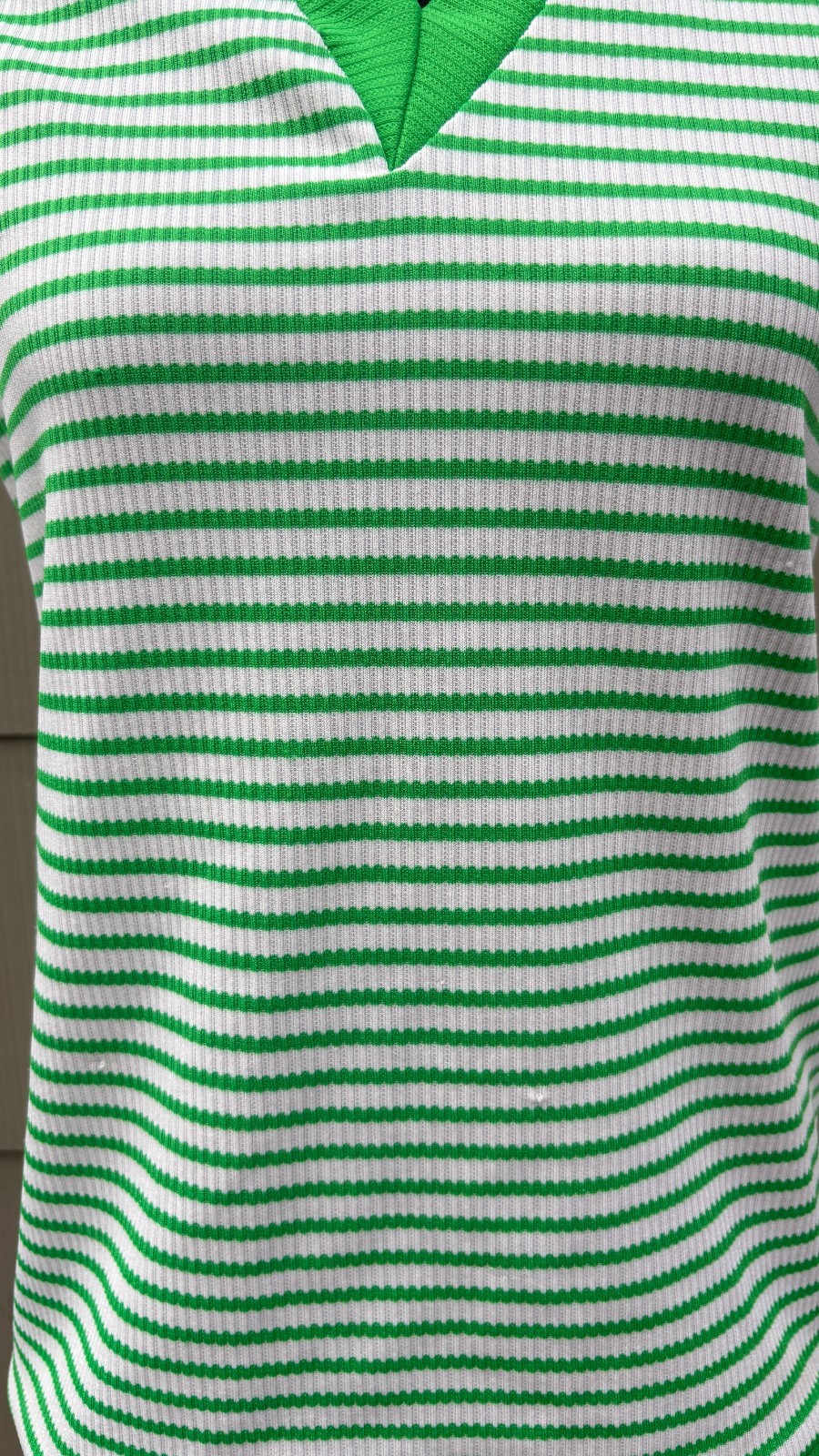 vtg 60s 70s Mod Preppy Retro Green White Striped V-Neck Sweater Vest Tank Top