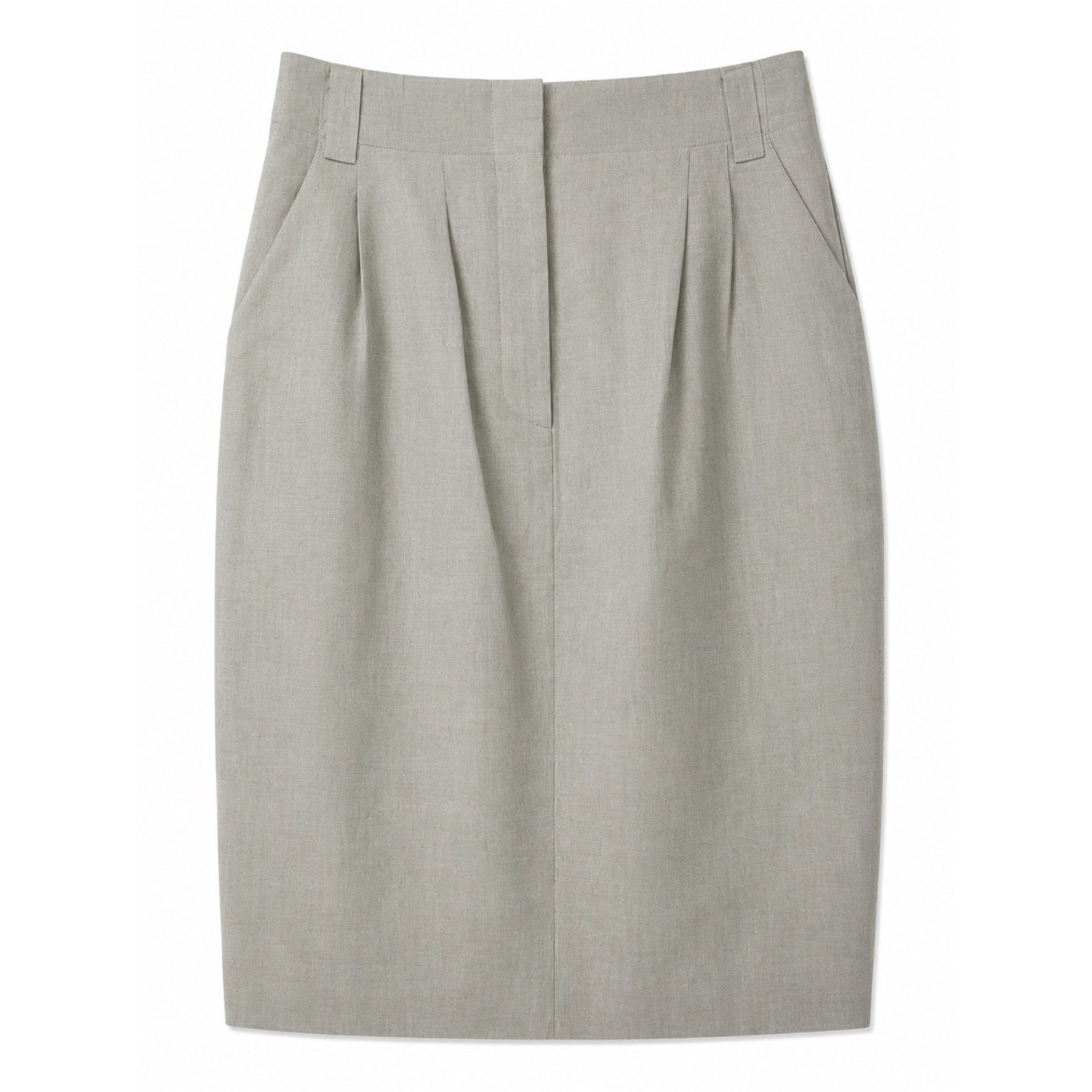 Ellen Tracy Vintage 100% Linen Pencil Skirt Women 6 Beige Pockets Lined VTG Chic