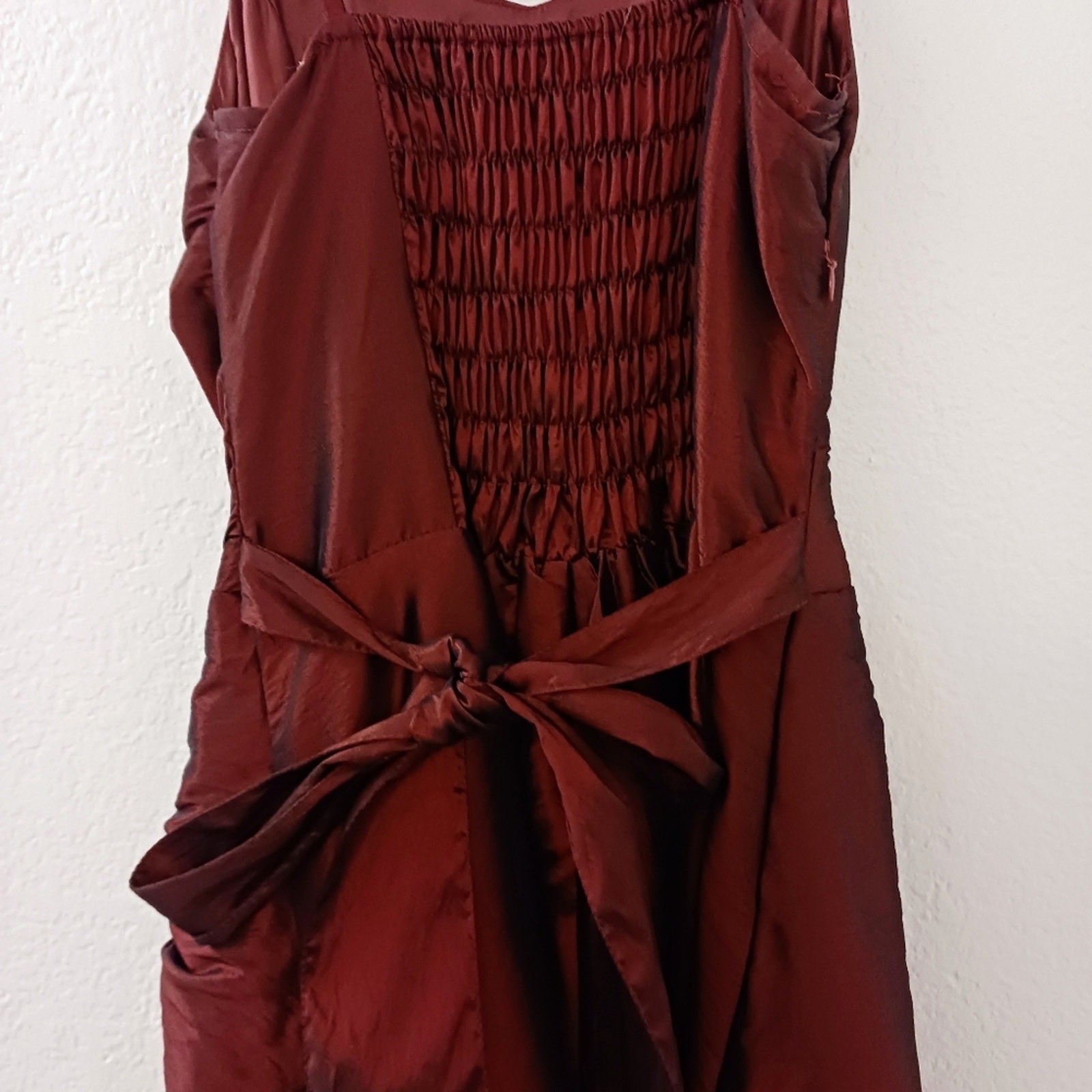 Red Satin Formal Dress 3D Roses Gown XS Burgundy Red Wedding Prom Evening Party