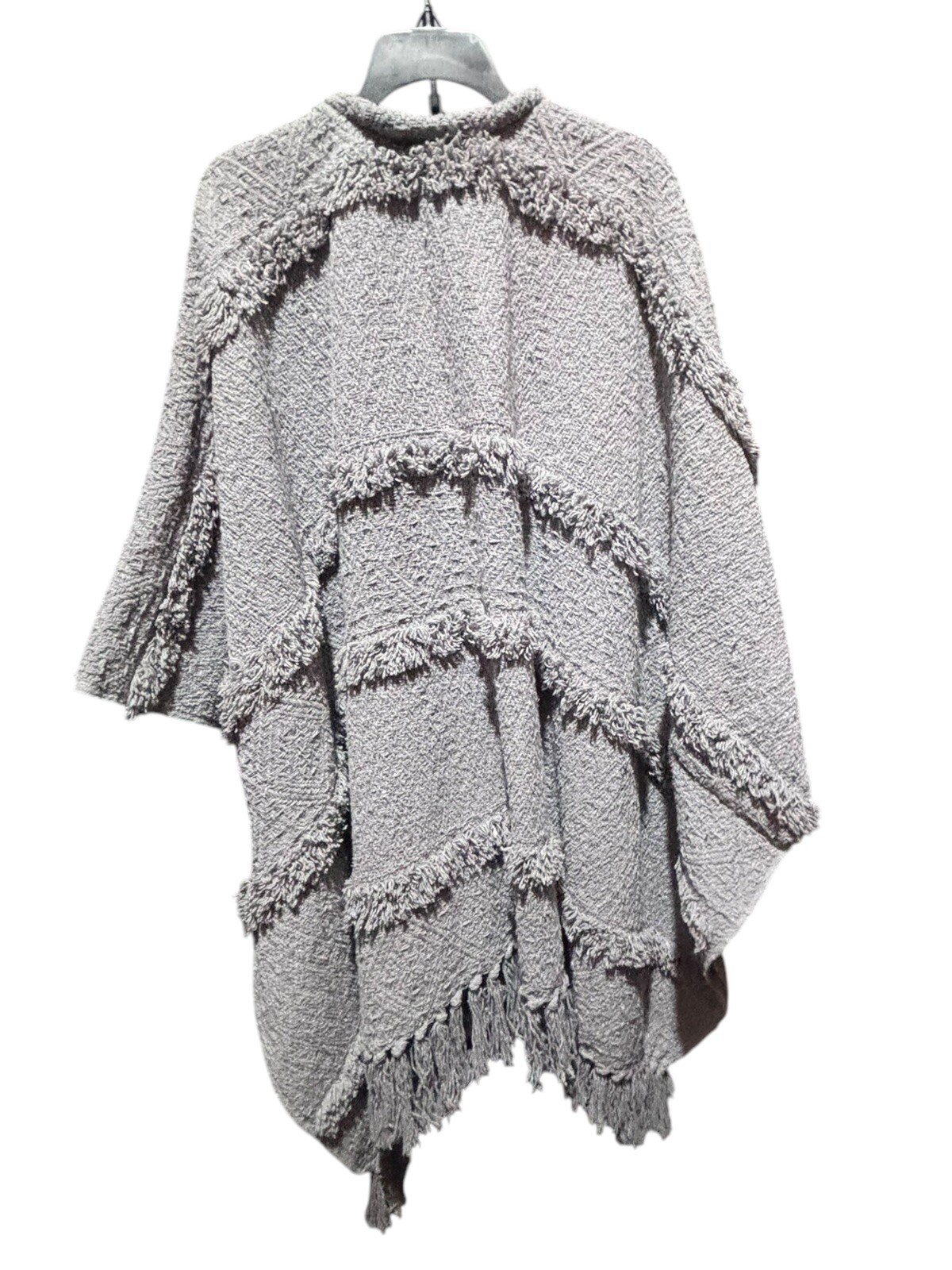 VTG Handmade Heavy Grey Poncho Unisex L Boho EUC