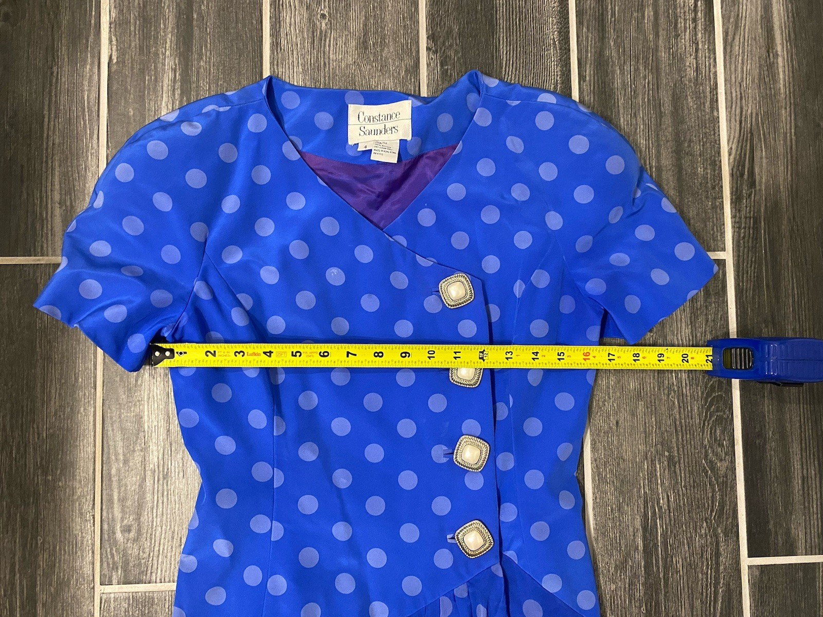 VTG Constance Saunders Size 4 1980s Silk Party Dress Polka Dot Mini